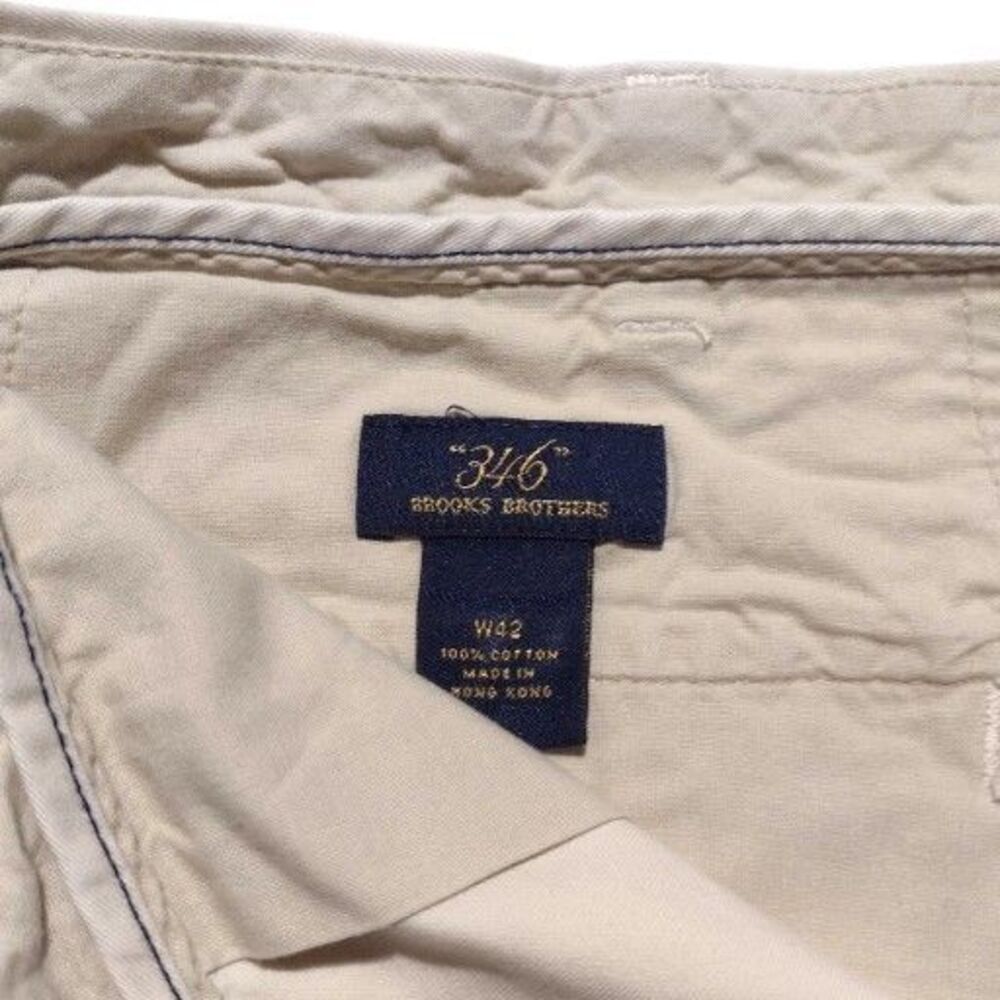 Vintage 90s Brooks Brothers Beige Shorts Mens Size 42 Bermuda 100% Cotton Canvas - Picture 4 of 6